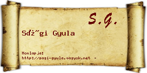 Sági Gyula névjegykártya
